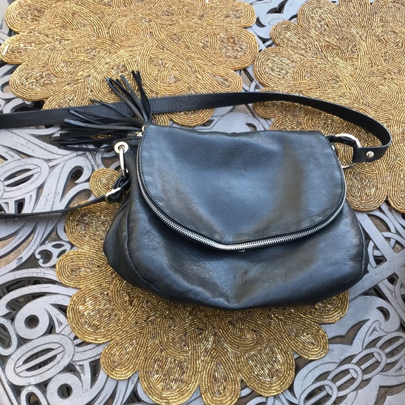 LAVORAZIONE Artigianale Italian Leather Crossbody Motorcycle Purse Fringe Zipper - Picture 3 of 13